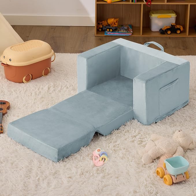 Kids Couch, 2-in-1 Toddler Chair Comfy 1-3 Years, Convertible Kids Chair - Image 7