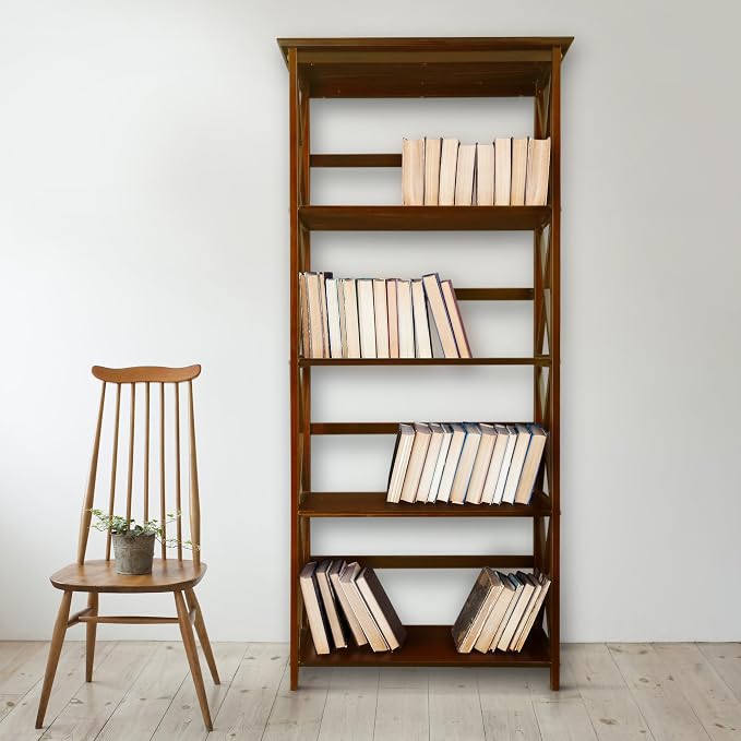 Montego 5-Shelf Bookcase-Walnut - Image 2