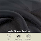 Black Sheer Curtain for Bedroom Living Room 78 Inches Long 2 Panels Set - Image 3