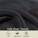 Black Kitchen Curtains 30 Inch Length Tier 2 PCS, Solid Soft Airy Half Curtains - Image 3