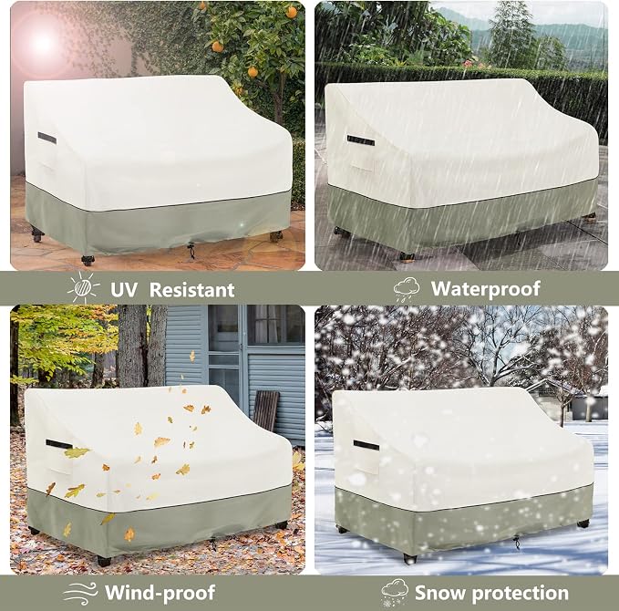 Patio 3-Seater Sofa Cover, Outdoor Couch Cover Fits up to 76W x 32.5D x 33H - Image 9