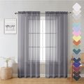 Charcoal Grey Sheer Curtain Panels 72 Inch Length, Light Filtering Window by Lecloud