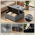 LINLUX Extra Large Leather Storage Ottoman, 35.5 Inch Large Square Lift Top - Image 5