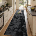 2x10 Tie-dye Dark Grey Runner Rug Washable Non-Slip by Unknown