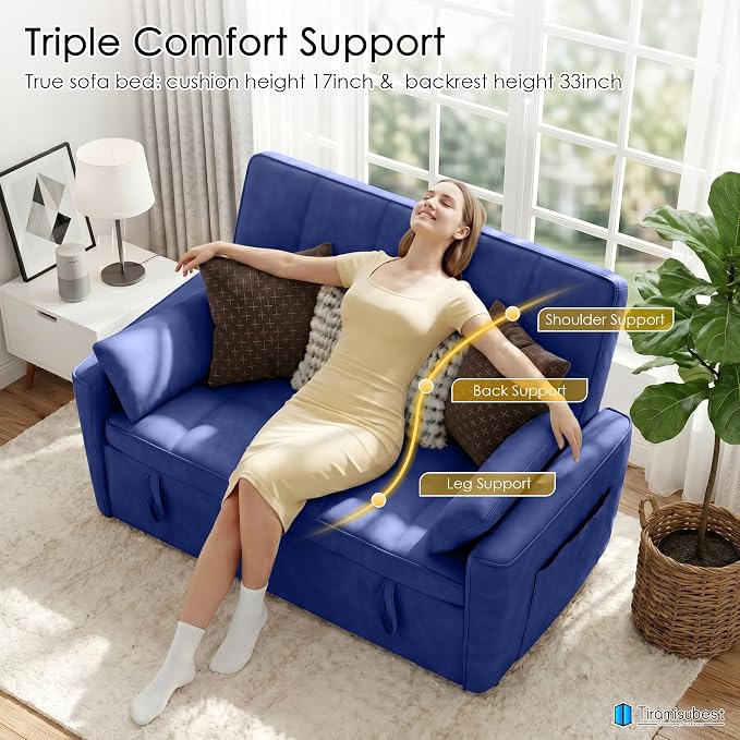 54'' Sleeper Sofa Bed, Convertible Pull Out Couch Futon - Image 9