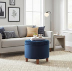 HomePop by Kinfine Fabric Upholstered Round Storage Ottoman - Image 2