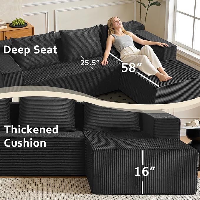 ANONER 103" Modern L Shaped Modular Sectional, L-Shape Cloud Sectional Sofa - Image 2