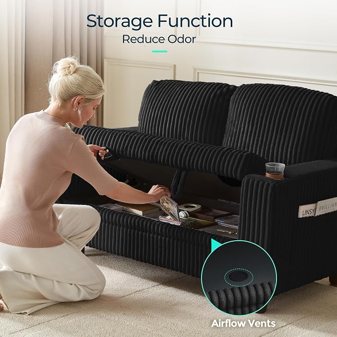 LINSY HOME Loveseat Sofa with Storage - Image 3