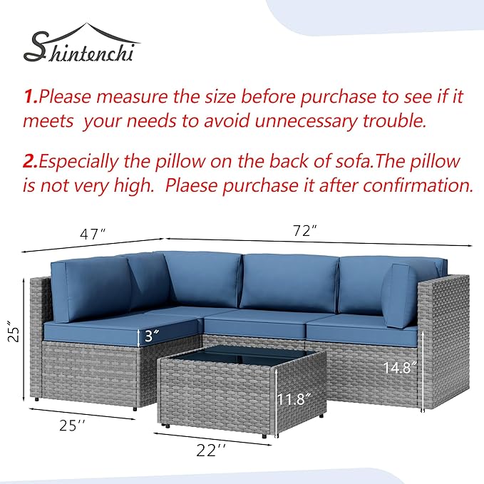 5 Piece Outdoor Patio Furniture Set, All Weather Conversation Set - Image 5