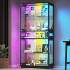 RGB Glass Display Cabinet, 5-Tier Lighted Display Case - Image 8