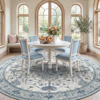 RELEANY Washable Area Rug, Round 8ft, Water Repellent, Pet Friendly, Vintage - Image 2