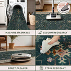 Washable 3x20 Dark Green Hallway Runner Rug - Image 3