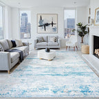 6x9 Washable Area Rug for Living Room Bedroom: Non-Slip Modern Light Blue | by Oriannal