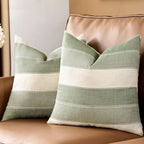 AmHoo Pack of 2 Farmhouse Stripe Check Throw Pillow Covers Set Case Cotton - Image 2