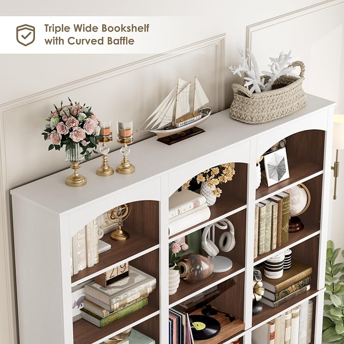 FACBOTALL 71" Triple Wide Bookshelf, 6 Tier Tall Bookshelf, Large Bookcase - Image 6
