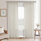 Extra Long Pleated Semi Sheer Flax Linen Curtains Cream Ivory 132 Inch Long | by Twodrapes