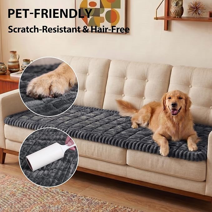 Fixwal Waterproof Flannel Dog Couch Cover, 27.6" x 88", Dark Grey | Integrated - Image 6