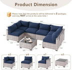 LOUVIXA 7 Piece Outdoor Patio Furniture Set, Outdoor Sectional Sofa, Wicker - Image 2