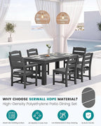 SERWALL Outdoor Dining Table Set, 67‘’ HDPE Patio Dining Set - Image 3