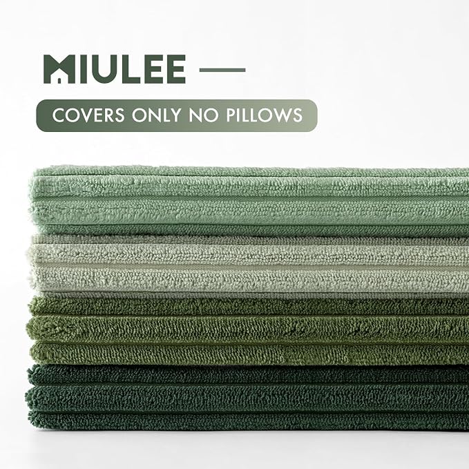 MIULEE Soft Corduroy Decorative Throw Pillow Covers Forest Green 24x24 | Set of - Image 7