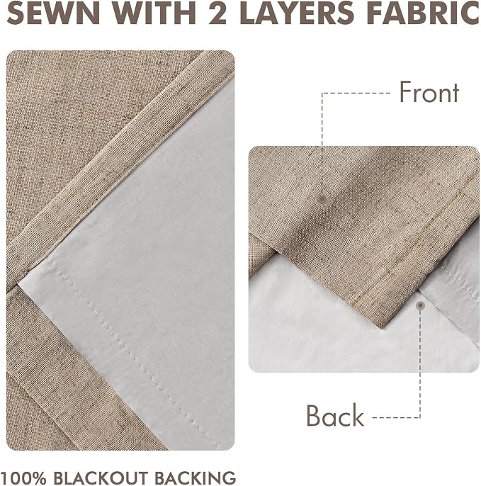 MIULEE Copper Brown Pinch Pleated 100% Blackout Linen Curtains 40x84 Inches | - Image 5