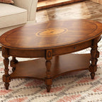PADMA HOUSE Traditional Wood Oval Coffee Table - Image 3