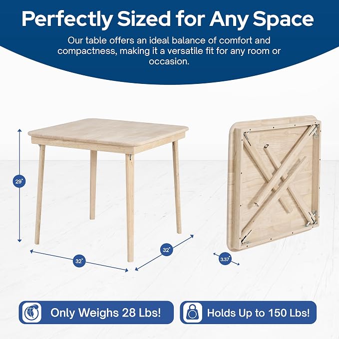 Stakmore Classic Straight Edge Square Folding Card Table 32x32 - Image 3