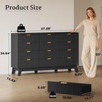 BORNOON 57" Wide Dresser for Bedroom, 12-Drawer Fluted Dresser - Image 2