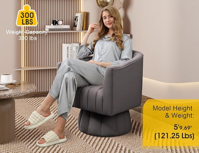 Dewhut Swivel Accent Chair, 360° Swivel Barrel Chair - Image 3