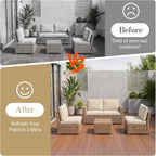 8Pcs Patio Cushion Covers Stretch Outdoor Furniture Protector Slipcovers | - Image 4