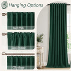 Dark Green 100% Blackout Curtains 96 Inch Length 2 Panels Set - Image 6
