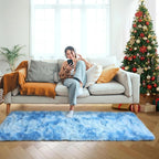 Runner Rugs for Boys Bedroom Living Room, Fluffy Tie-Dyed Blue 2x6 Area Rug | - Image 8