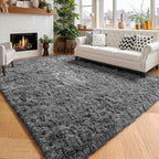 Amdrebio Grey Fluffy Fuzzy Area Rug 4x6 by Amdrebio