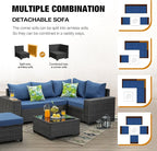JOYURE 6 Pieces Patio Furniture Set All-Weather Outdoor Wicker Sectional - Image 7