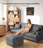Kidirect 87in Corduroy Couch, Sofa No Tool Assembly, Comfy Couches - Image 7