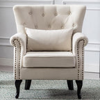 Mid Century Modern Accent Chair Upholstered Armchair Comfy Linen Fabric Single by Janoray