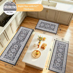 HEBE Boho Kitchen Rugs Set of 3, Non Slip Washable Kitchen Mats - Image 2