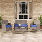 4-Piece Outdoor Furniture Set, PE Rattan Wicker Chairs - Image 7