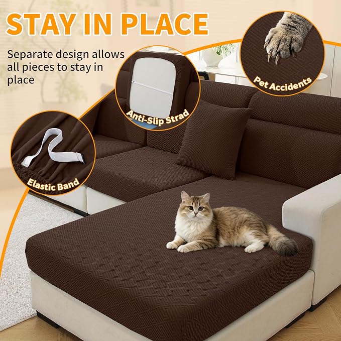 XINEAGE Couch Cushion Covers, Loveseat Sofa Seat Slipcovers - Image 5