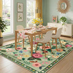 RELEANY Floral Washable 6x9 Area Rugs LightGreen | Flower Carpet Print Boho - Image 8