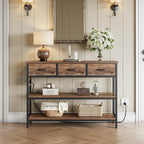 Lulive Entryway Table with Power Outlets, Console Table with 3 Fabric Drawers - Image 4