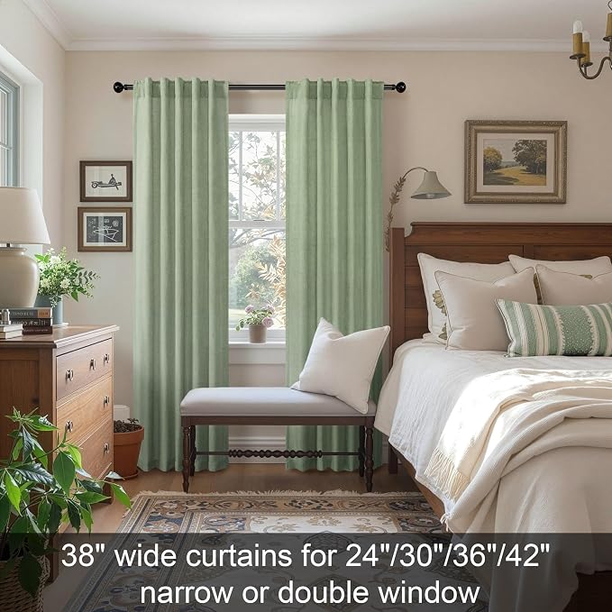 Sage Green Curtains 38 Inch Wide - Image 2