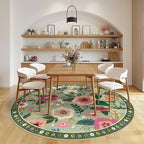 RELEANY Floral Washable Round 6ft Area Rug LightGreen | Flower Carpet Print - Image 9