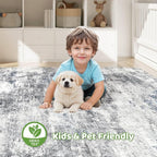 LOONGRUG 7x9 Area Rug Washable Large Neutral Modern Living Room Rugs | Abstract - Image 7