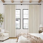 Pleated Cream Beige Linen Blackout Curtains - Image 7