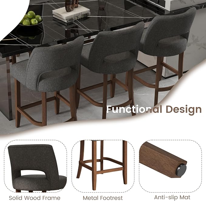VKNOW Bar Stools Set of 6, Modern Counter Stools - Image 4
