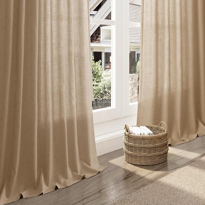 Sand Beige Linen Curtains 84 Inch Length - Image 5