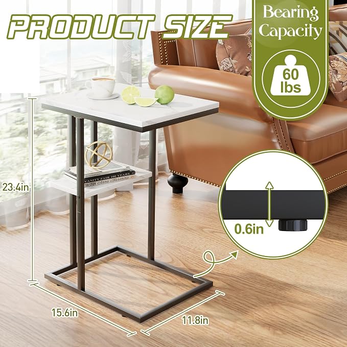 Easy Paws C Shaped End Table, Small Side Table - Image 3
