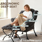 Welnow Lazy Chair with Ottoman, Modern Accent Chair with Armrests and a Side - Image 8
