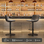Adjustable Bar Stools Set of 2, Mid Century Modern Swivel Bar Stools, - Image 3